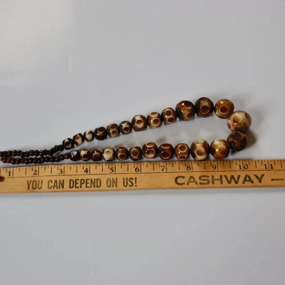 Vtg Carved Bone Beaded Necklace - Picture 7 of 7